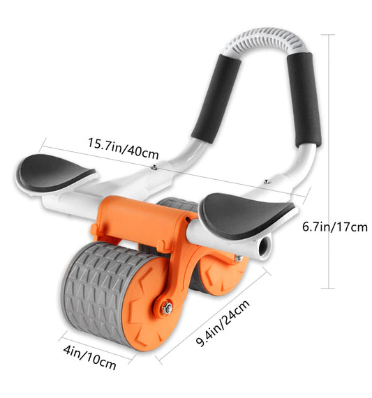 Neue Bauchroller Ab Roller Bauchtrainer mit Ellbogenunterstützung, Ab Wheel mit Automatische Rebound, Bauchmuskeltrainer mit Kniematte für Männer und Frauen, Bauchmuskeltraining Doppelrädern Stabiler