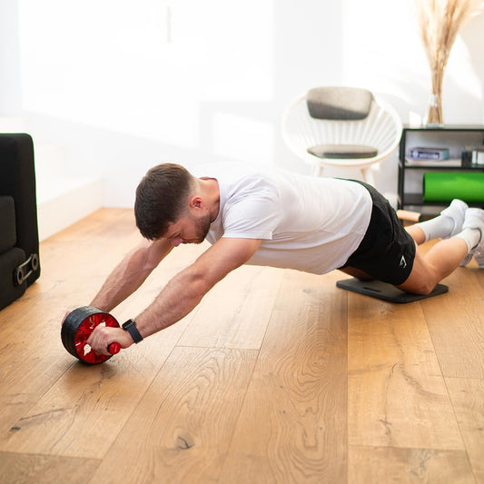 NEOLYMP Bauchtrainer für Zuhause mit Knieauflagen Matte und Bauchroller Videoübungen - Bauchmuskeltrainer, Ab Roller, Bauchtrainer Roller, Coremaster Trainingsgerät