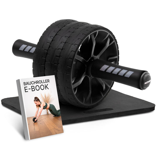 NEOLYMP Bauchtrainer für Zuhause mit Knieauflagen Matte und Bauchroller Videoübungen - Bauchmuskeltrainer, Ab Roller, Bauchtrainer Roller, Coremaster Trainingsgerät