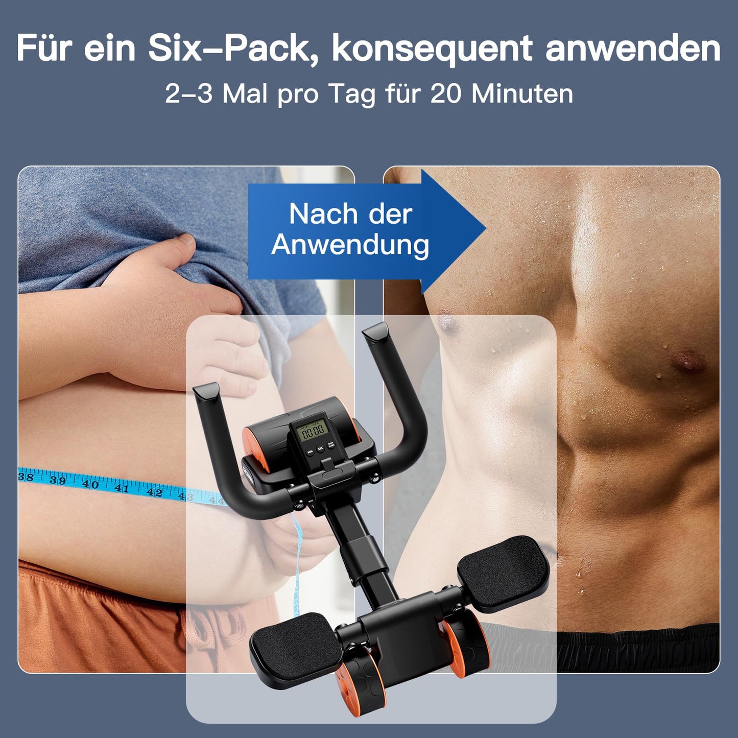 Bnlei Ab Roller Automatisches Rebound-Bauchrad, Ab Trainer für Zuhause, Bauchmuskeltrainer Sport Geräte Sliders für Core Training, ABs Wheels Fitness Zubehör